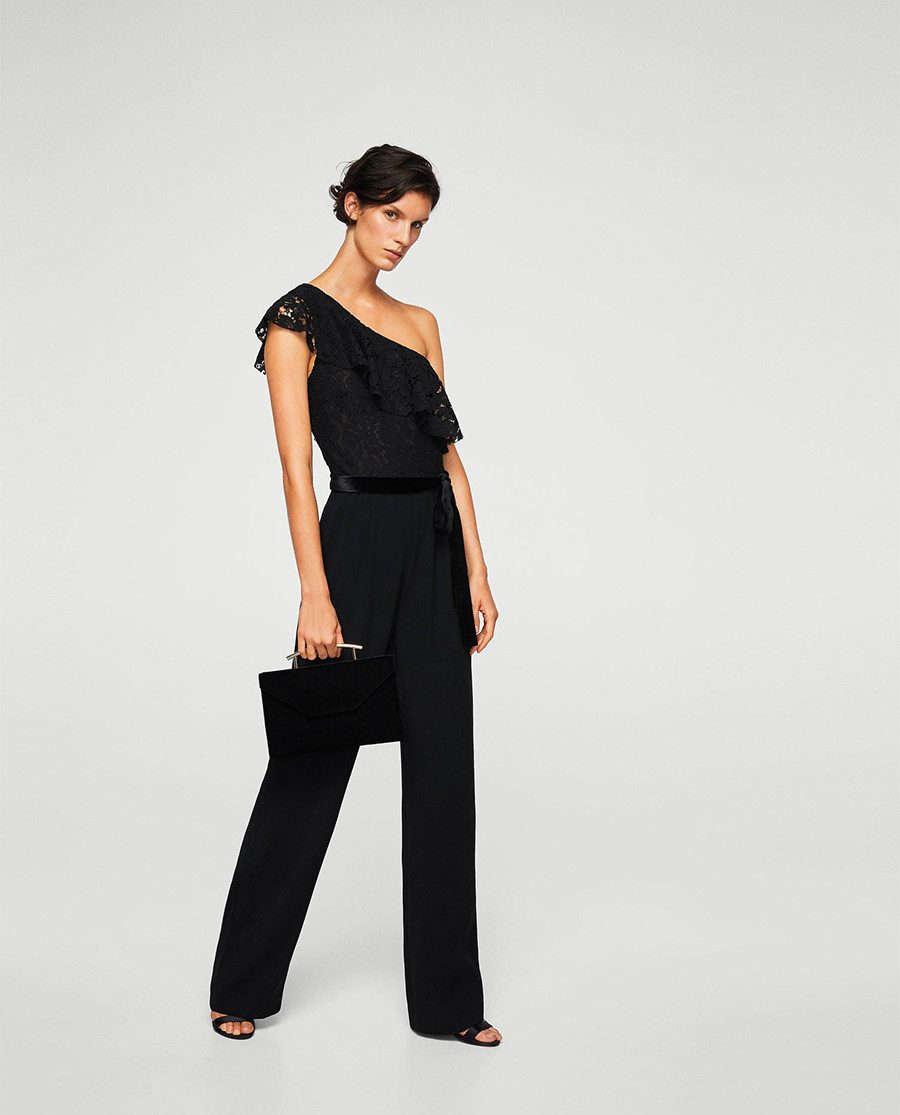 Lace v-neckline jumpsuit